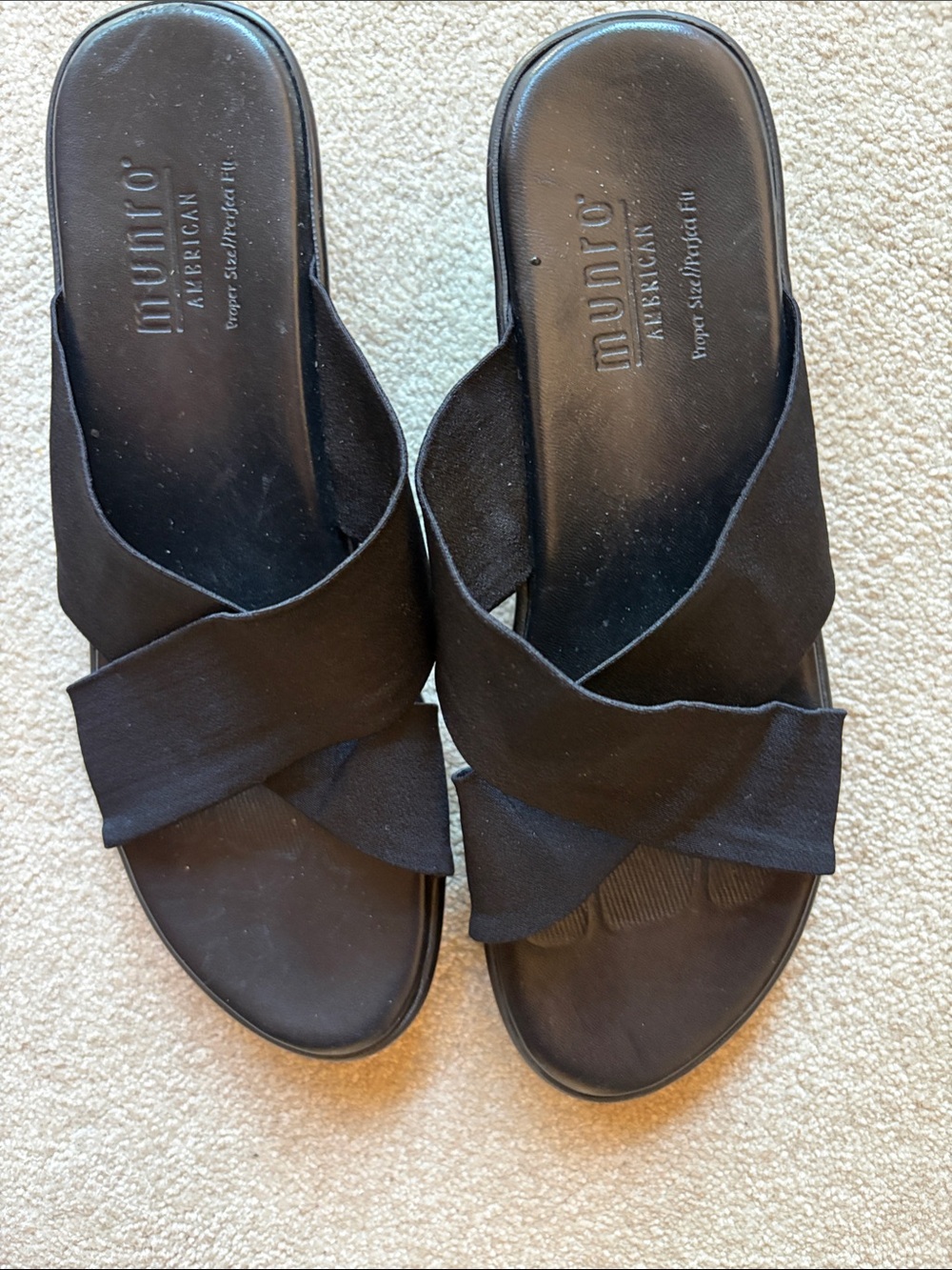 Munro Black Crossband Slip-On Mules